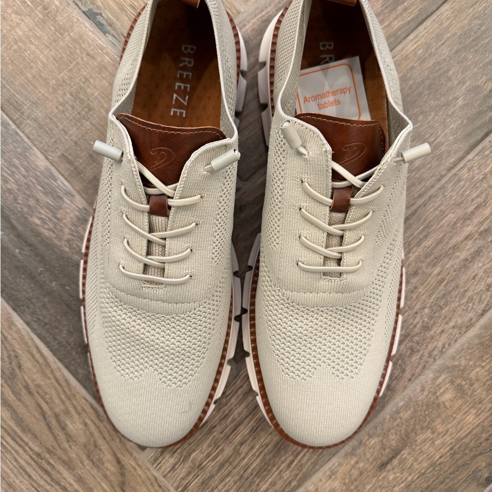 Men's Beige Knit Oxfords